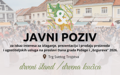 Javni poziv za iskaz interesa za izlaganje, prezentaciju i prodaju proizvoda i ugostiteljskih usluga na proslavi Dana grada Požege i „Grgureva“